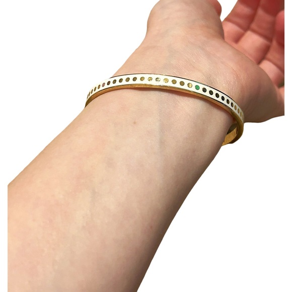 Vintage Kate Spade “Et Cetera” Gold Tone Polka Dot Bangle - Picture 2 of 7